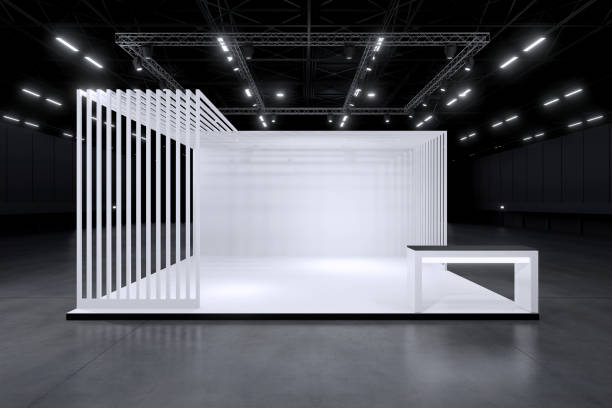 istock Exhibition stand for mockup and Corporate identity,Display design.Empty booth Design.Retail booth elements in Exhibition hall.booth Design trade show.Blank Booth system of Graphic Resources.3d Background for online Event,conference,live.3d render. 1395288992