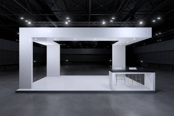 istock Exhibition stand for mockup and Corporate identity,Display design.Empty booth Design.Retail booth elements in Exhibition hall.booth Design trade show.Blank Booth system of Graphic Resources.3d Background for online Event,conference,live.3d render. 1395288993