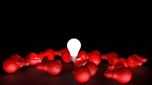 istock Light bulbs on dark background. Idea concept. 3D Illustration. 1395292075