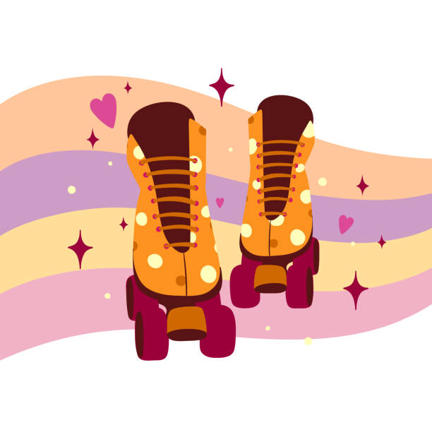 roller skate boots vector art illustration