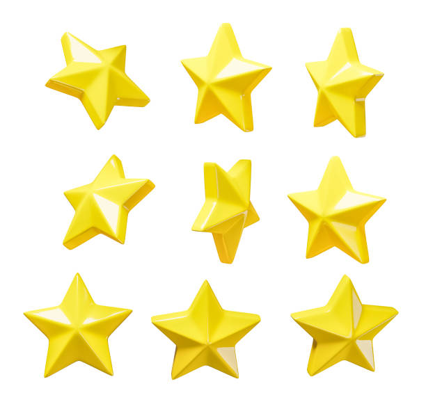 istock Set of yellow stars isolated on a white background. 3d render 1395297316
