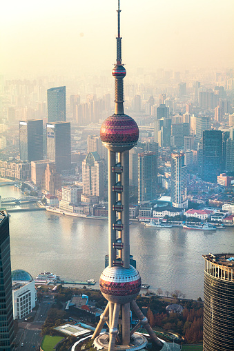 Shanghai Oriental Pearl Tower in the Pudong District downtown