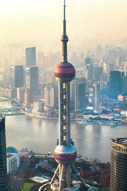 Photo of Shanghai Oriental Pearl Tower in the Pudong District downtown