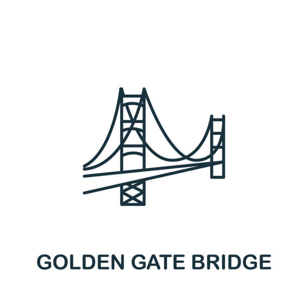 golden gate bridge ikone aus der usa-kollektion. einfache linie golden gate bridge icon für templates, webdesign und infografiken - stargate stock-grafiken, -clipart, -cartoons und -symbole