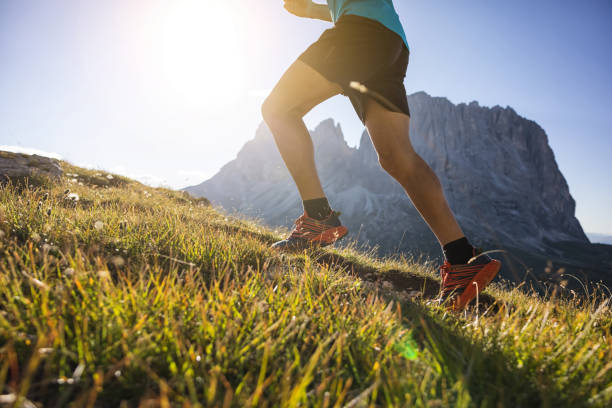 istock Man trail running on mountain: the Dolomites 1395300561
