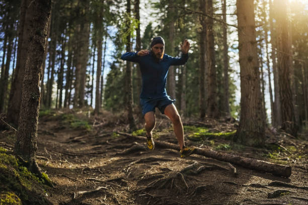 istock Man trail running on mountain: the Dolomites 1395300563
