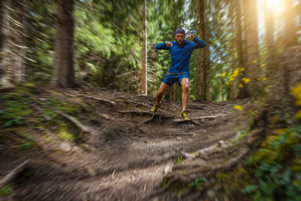 istock Man trail running on mountain: the Dolomites 1395300565