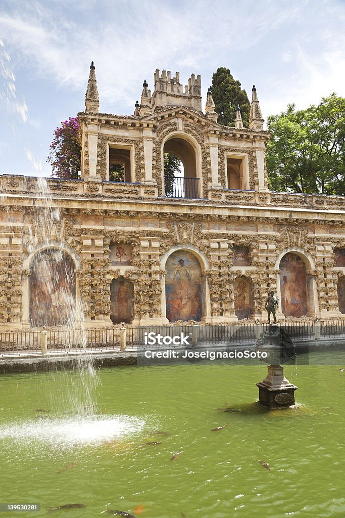 Mercury Brunnen in der Alcázar von Sevilla - Lizenzfrei Andalusien Stock-Foto