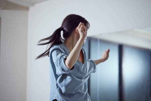 Young Japanese woman practicing dance