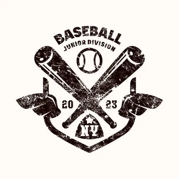 Vector illustration of Emblem of baseball college team from New York