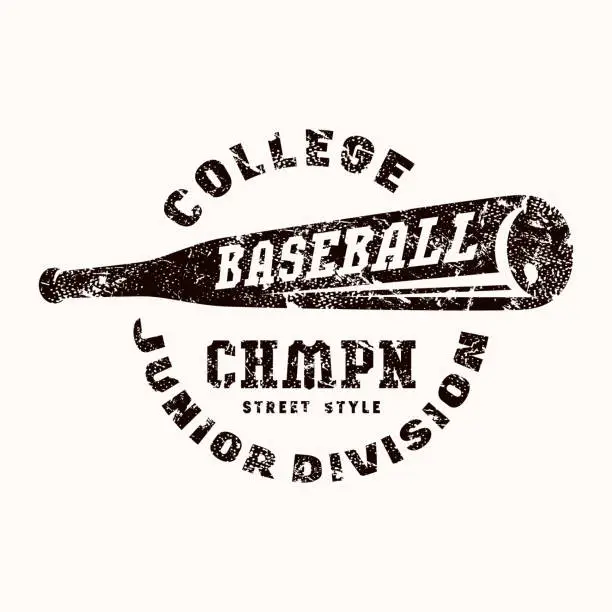 Vector illustration of Emblem of baseball junior division in college style