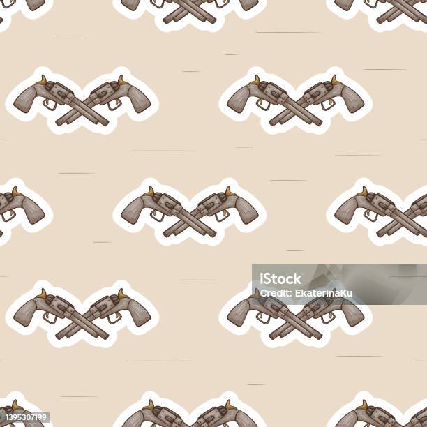 Cross Draw Revolver Pattern Seamless Doodle Pattern With Crossed Cowboy Revolvers Stock ...