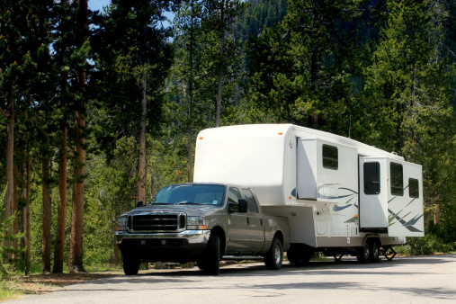 a camper / trailer in yellowstone national park