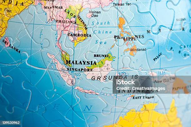 World 3d Puzzle Southeast Asia Stock Photo - Download Image Now - Map, Singapore, Technology