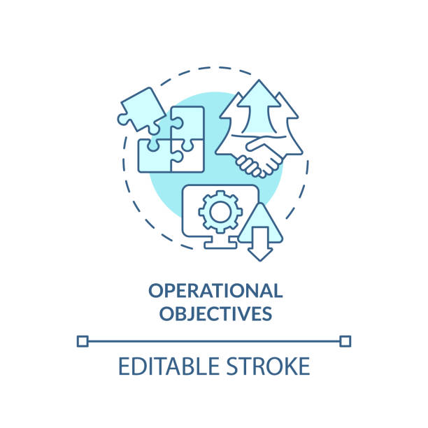 ilustrações de stock, clip art, desenhos animados e ícones de operational objectives turquoise concept icon - technology business support violence