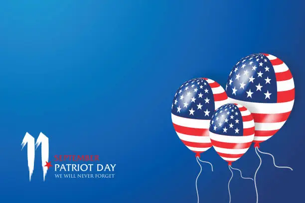 Vector illustration of Seamless realistic balloons on background. USA glossy balloons design of American flag. USA patriotic colors balloons. Vector illustration