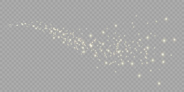 ilustrações de stock, clip art, desenhos animados e ícones de vector golden sparkling falling star. stardust trail. cosmic glittering wave. - backgrounds light wave pattern waving