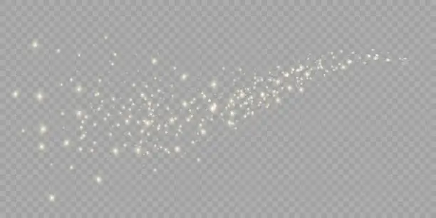 Vector illustration of Vector golden sparkling falling star. Stardust trail. Cosmic glittering wave.