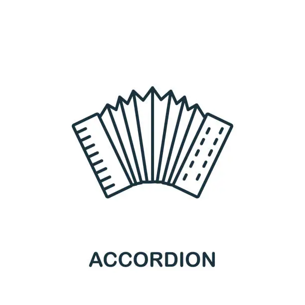 Vector illustration of Accordion icon from music collection. Simple line Accordion icon for templates, web design and infographics