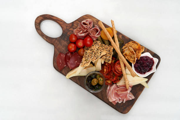 istock Italian antipasti wine snacks set on white background 1395313438