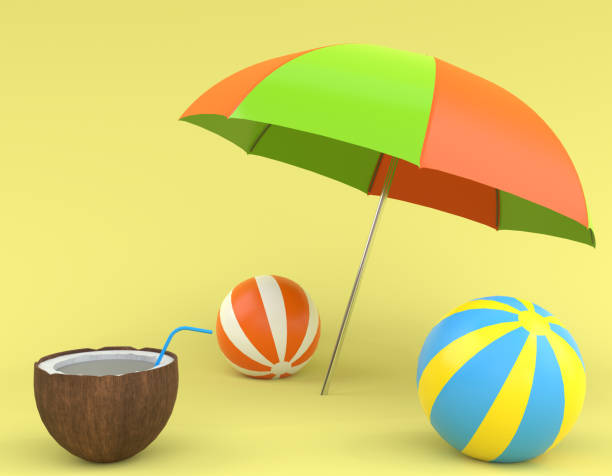 istock summer 3d concept coconut umbrella and ball 1395316362