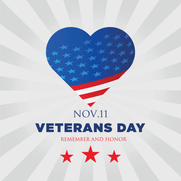 istock Veterans Day Vector illustration, Remember and Honor, USA flag waving on grey background. Vector stock illustration 1395317120