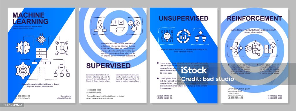 Machine Learning Categories Blue Brochure Template Stock Illustration ...