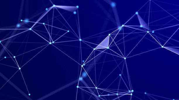 istock Distribution of lines and points in space. Digital background of data network connection. 3D rendering. 1395321398