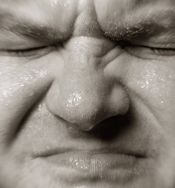 wet face close-up stock photo