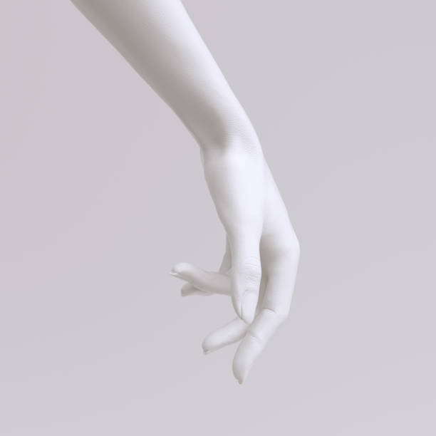istock Mannequin white hand touch gesture, abstract woman reaching hand pose 3d rendering 1395321516
