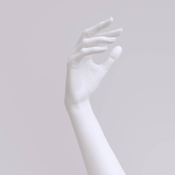 istock Relaxed female hand abstract gesture sculpture, 3d rendering beautiful mannequin arm art creative pose 1395322072