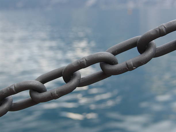 chain on a water background stock photo