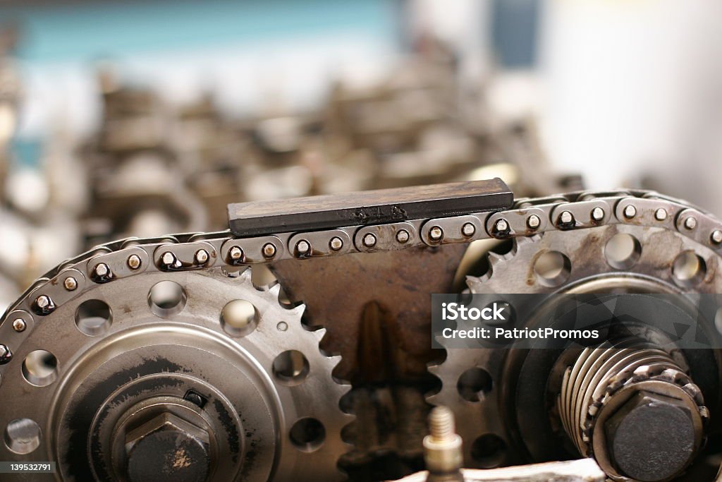 Part of an engine timing chain Nissan SR20DET timing chain & cams Chain - Object Stock Photo