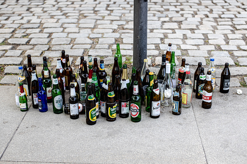 3d rendering of an isolated mound of discarded or creased plastic bottles on the white background