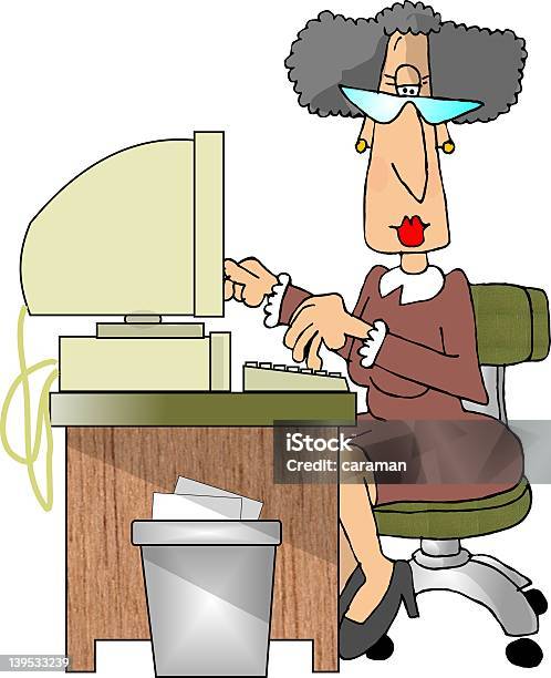 Secretary Stock Illustration - Download Image Now - Adult, Cartoon, Chair
