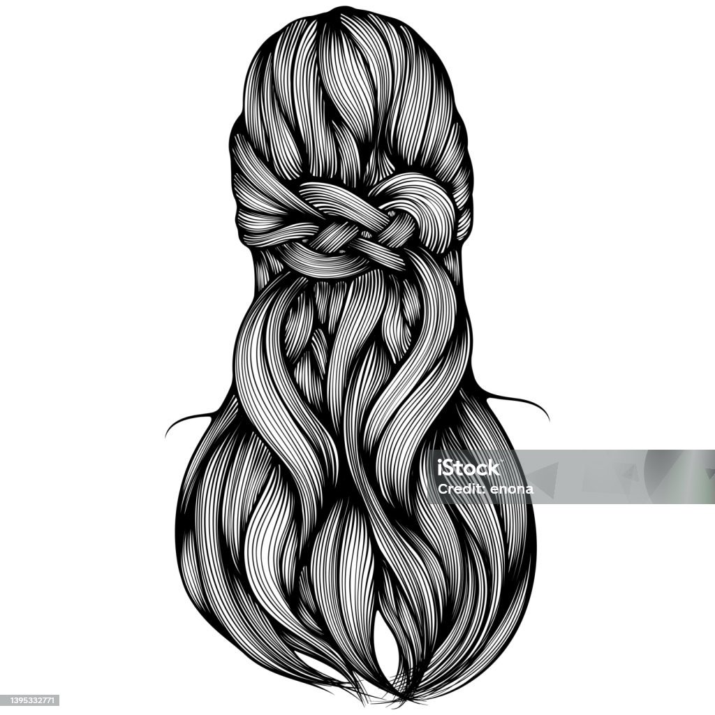 Hairstyle Knot Back View Line Art Stock Illustration - Download Image Now -  Computer Graphic, Drawing - Art Product, Hair - iStock