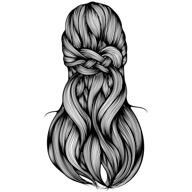 Hairstyle Knot Back View Line Art Stock Illustration - Download Image Now -  Computer Graphic, Drawing - Art Product, Hair - iStock