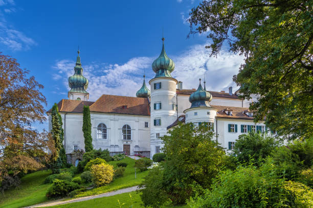 Picturesque church set in green churchyard in a quiet village in Latvia.