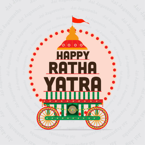 happy rath yatra feiertag hintergrund feier für lord jagannath. vektor-illustration - international society for krishna consciousness stock-grafiken, -clipart, -cartoons und -symbole