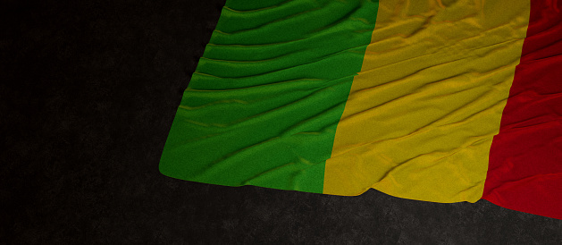 Mali flag with dark background banner 3d render