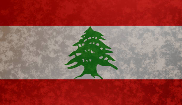 istock Lebanon Flag with Grunge Concrete Texture 3d Render 1395334003