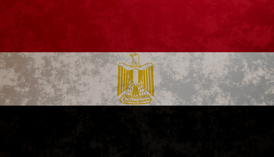 The flag of Egypt on a concrete grunge looking background 3d render