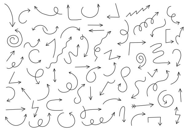 doodle šipky tenké čáry nastavit. vektor. - tenký stock ilustrace