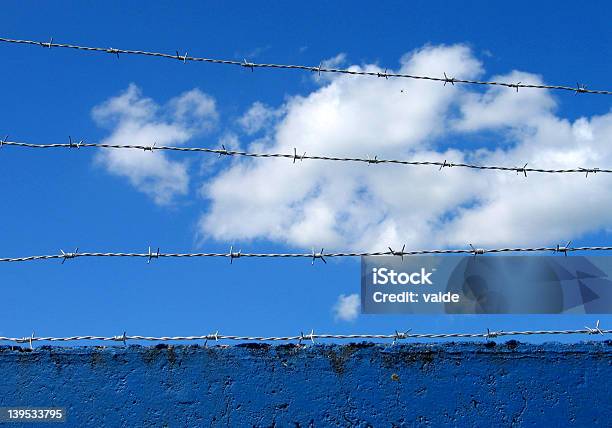 Photo libre de droit de Barbelé Sur Sky banque d'images et plus d'images libres de droit de Agent de sécurité - Agent de sécurité, Bleu, Ciel