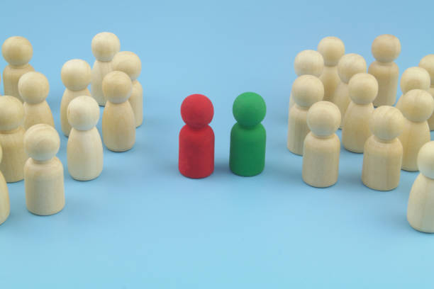 istock Groups of people figures with their leaders. 1395338112
