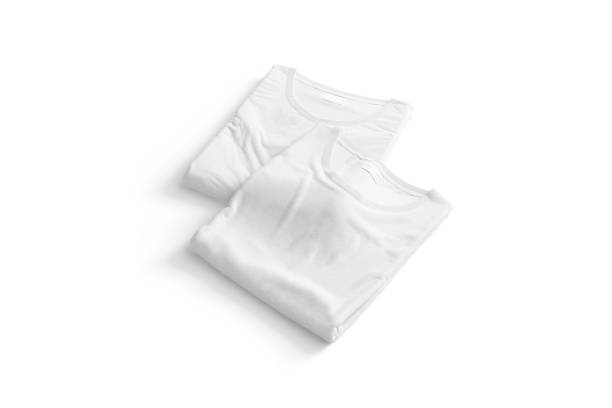 istock Blank white folded square t-shirt mock up pair, side view 1395338759