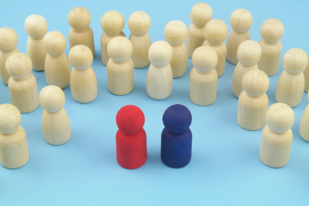 istock Groups of people figures with their leaders. 1395338940