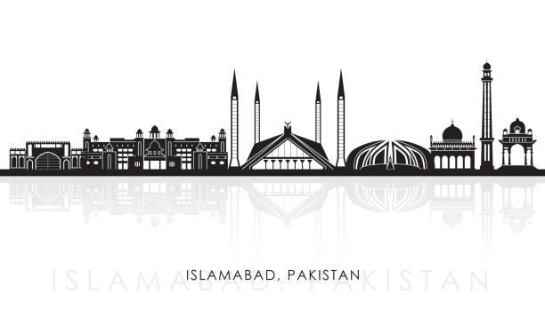 Silhouette Skyline panorama of city of Islamabad, Pakistan Silhouette Skyline panorama of city of Islamabad, Pakistan - vector illustration minaret stock illustrations