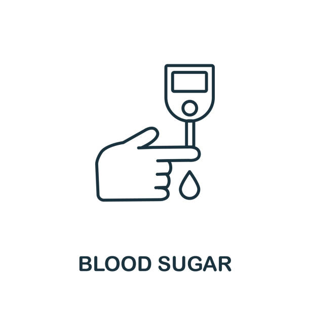значок сахара в крови из коллекции проверки здоровья. простая строка blood sugar icon для шаблонов, веб-дизайна и инфографики - sugar level stock illustrations