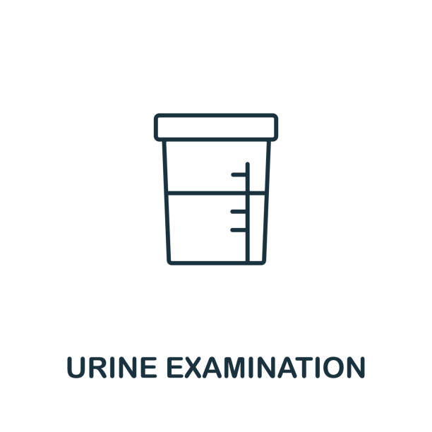 Urine Examination icon from health check collection. Simple line Urine Examination icon for templates, web design and infographics Urine Examination icon from health check collection. Simple line Urine Examination icon for templates, web design and infographics. specimen holder stock illustrations